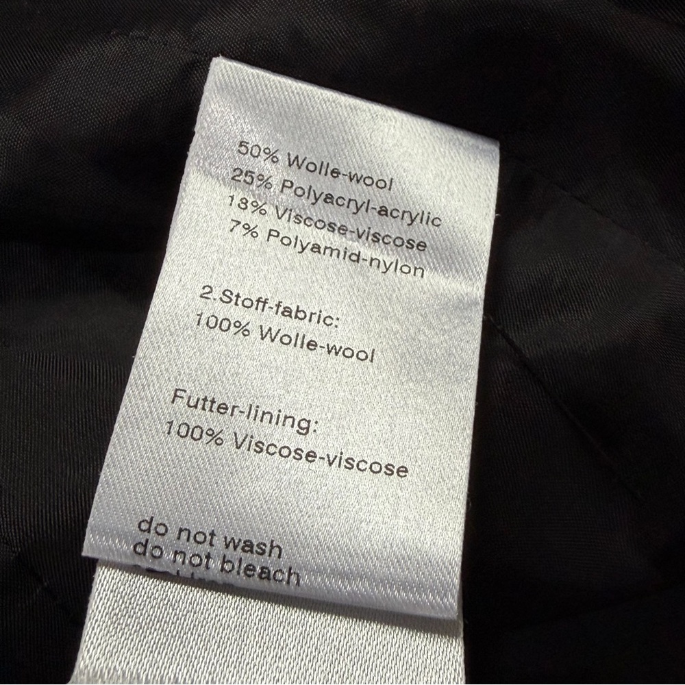 Akris Punto Wool Blend Zip Front Coat Charcoal Ivory‎ Blue Pattern Sz 6 - Picture 12 of 15